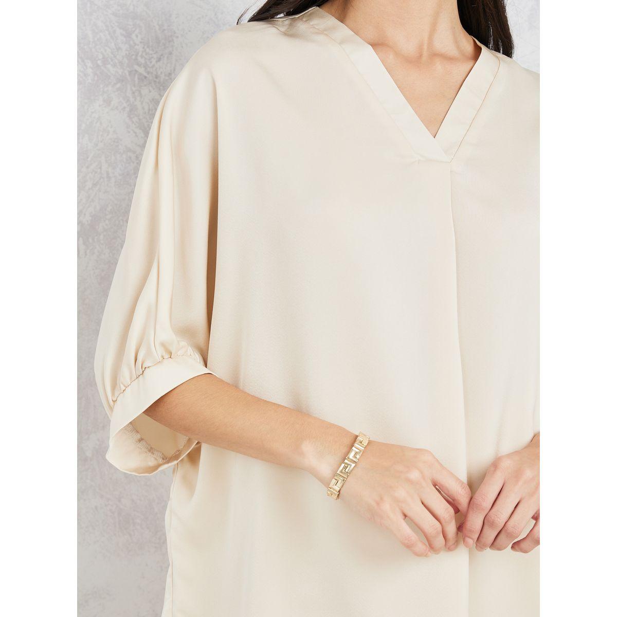 Styli Oversized V Neck Blouse with Half Sleeves-women-clothing-shirtsandblouses-blouses-image-3