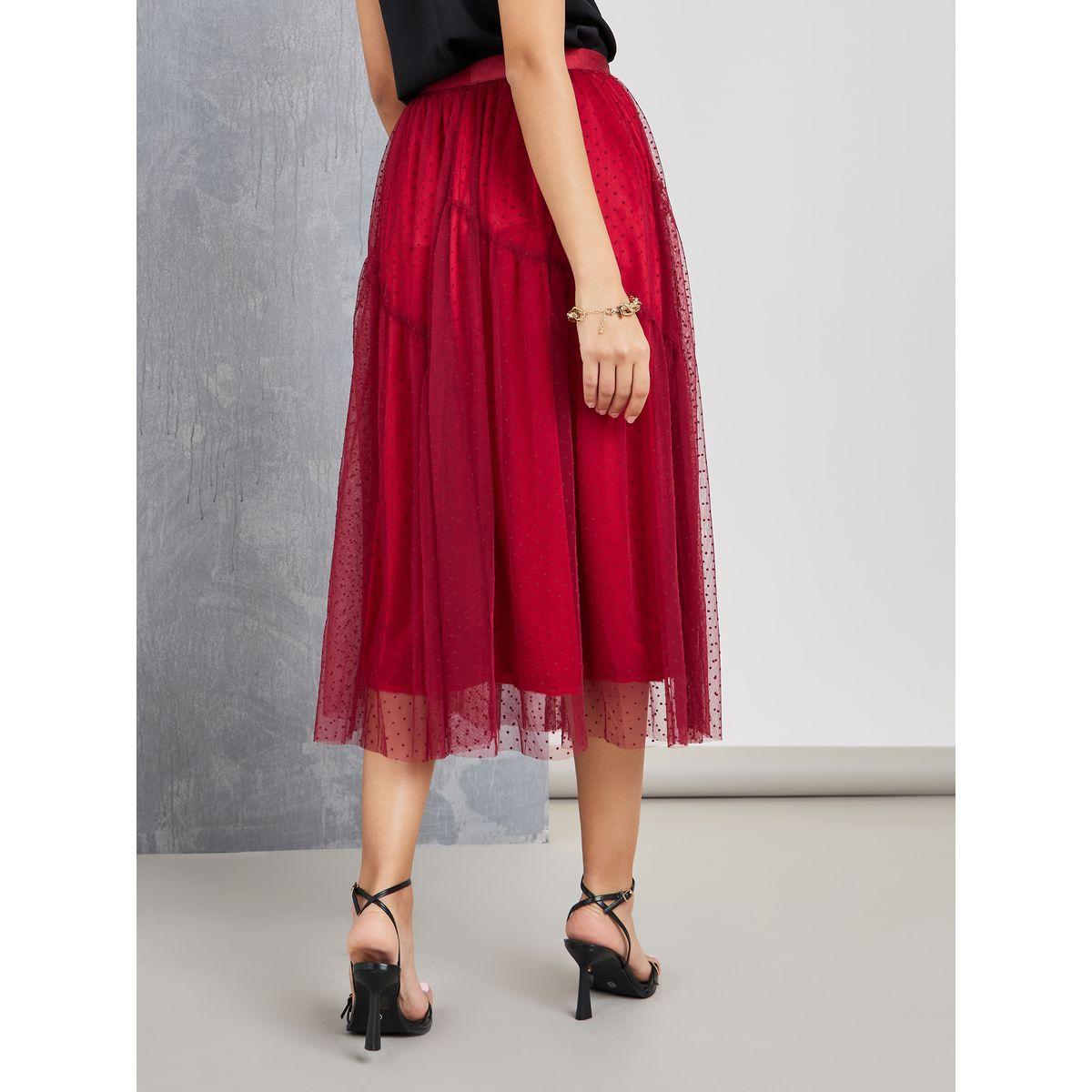 Styli Dobby Mesh Insert A-Line Midi Skirt-women-clothing-bottoms-skirts-image-4