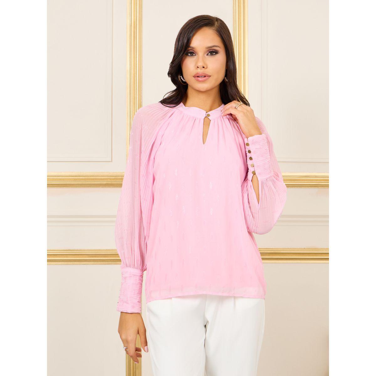 Styli Pleated Sleeves Textured Blouse-women-clothing-shirtsandblouses-blouses-image-2