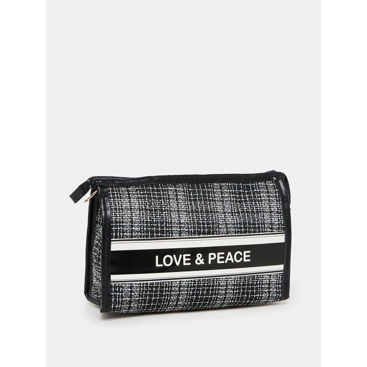 Styli Slogan Print Tweed Wash Bag-travel-accessories-image-1