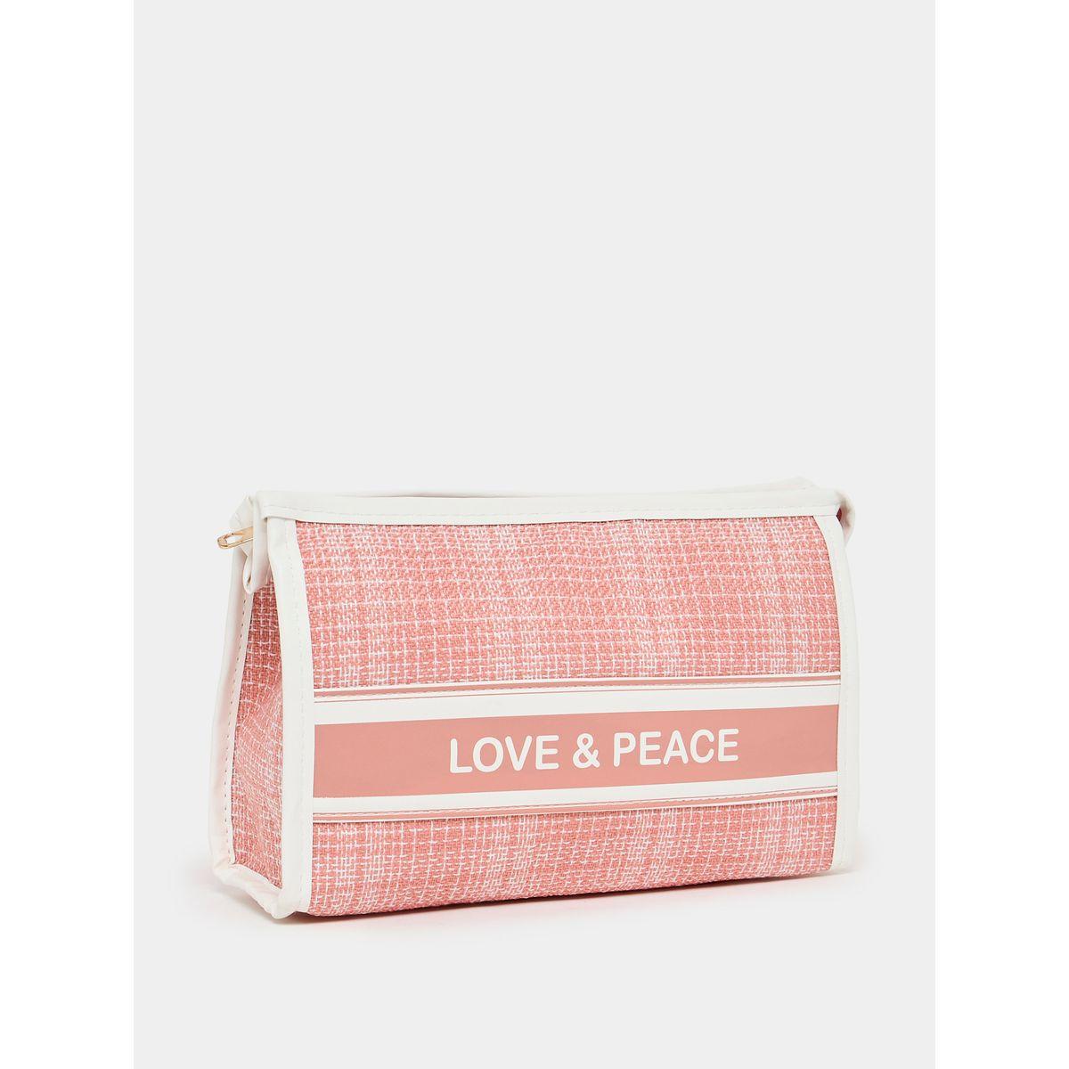 Styli Slogan Print Tweed Wash Bag-travel-accessories-image-1