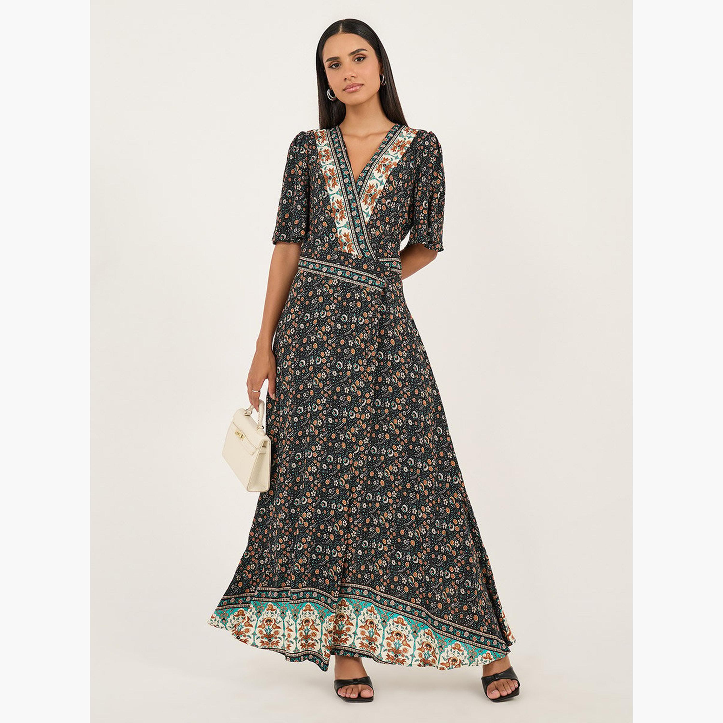 Styli All Over Print V-Neck A Line Maxi Dress-women-clothing-dresses-image-1