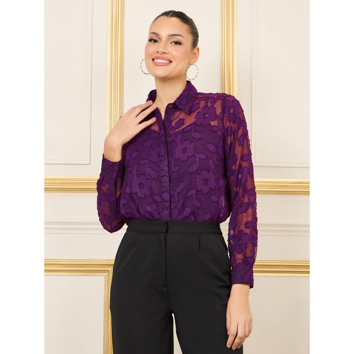 Styli Floral Burnout Texture Sheer Regular Fit Shirt-women-clothing-shirtsandblouses-shirts-image-1