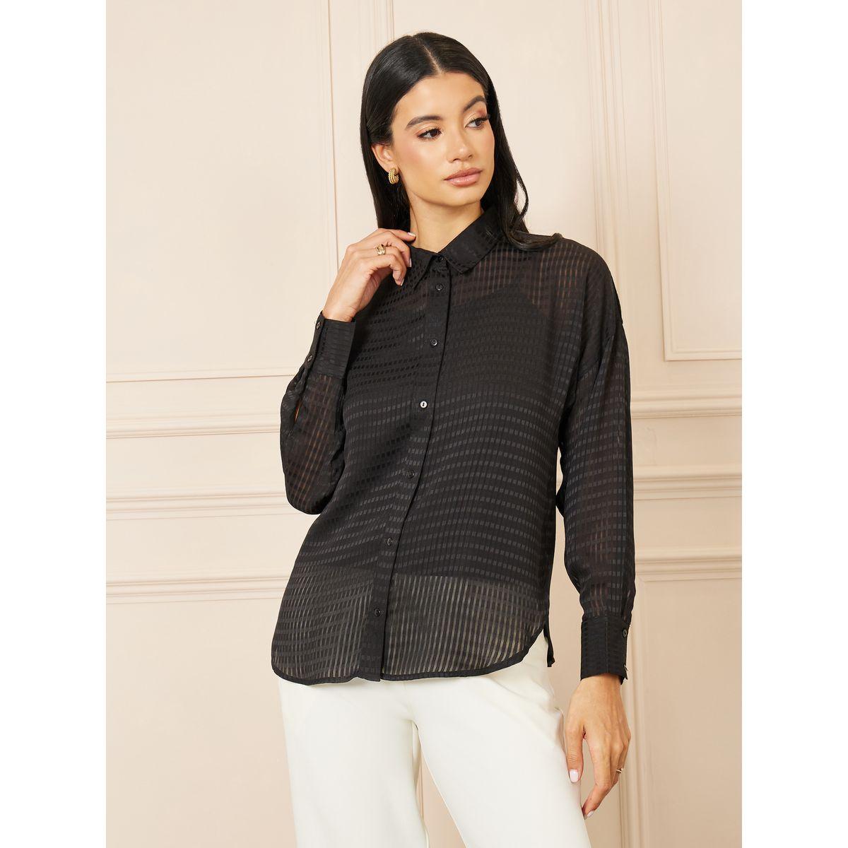 Styli Oversized Checked Sheer Regular Fit Shirt-women-clothing-shirtsandblouses-shirts-image-2