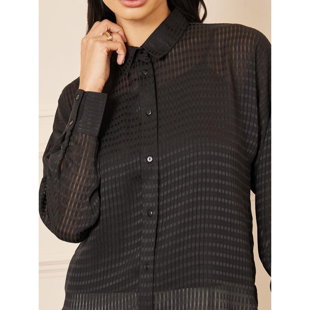 Styli Oversized Checked Sheer Regular Fit Shirt-women-clothing-shirtsandblouses-shirts-image-4