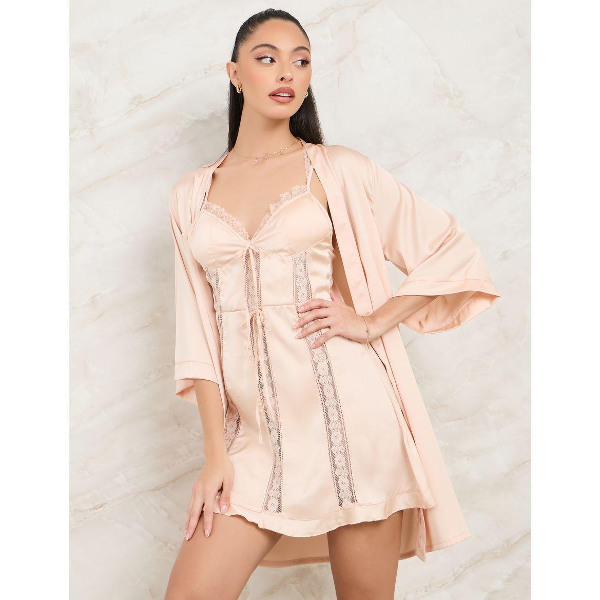 مجموعة من 2 ( قميص نوم + روب )-women-clothing-nightwear-nighties-image-3