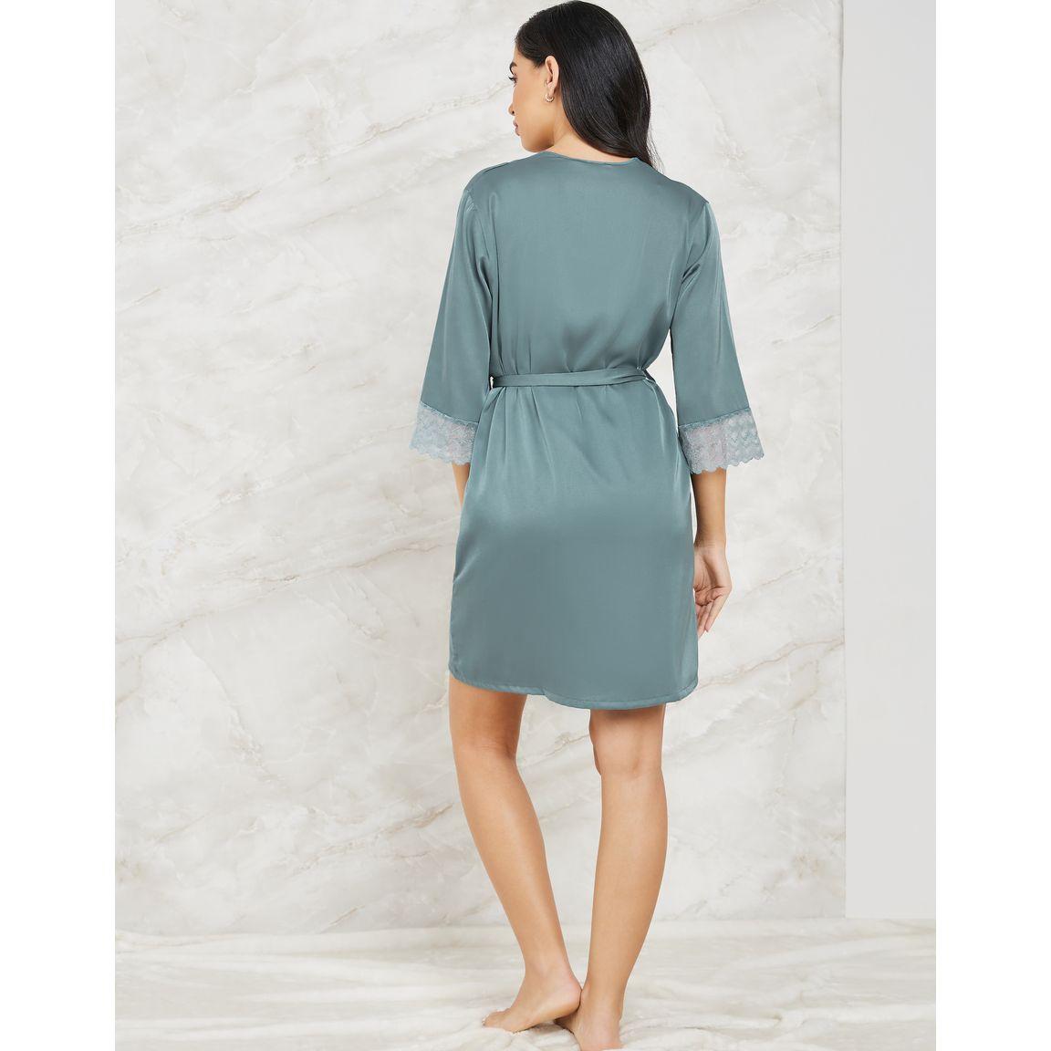 Styli Unwind Pack of 2 - Lace Satin Apex Bow Detail Slip Dress & Robe-women-clothing-nightwear-robes-image-5