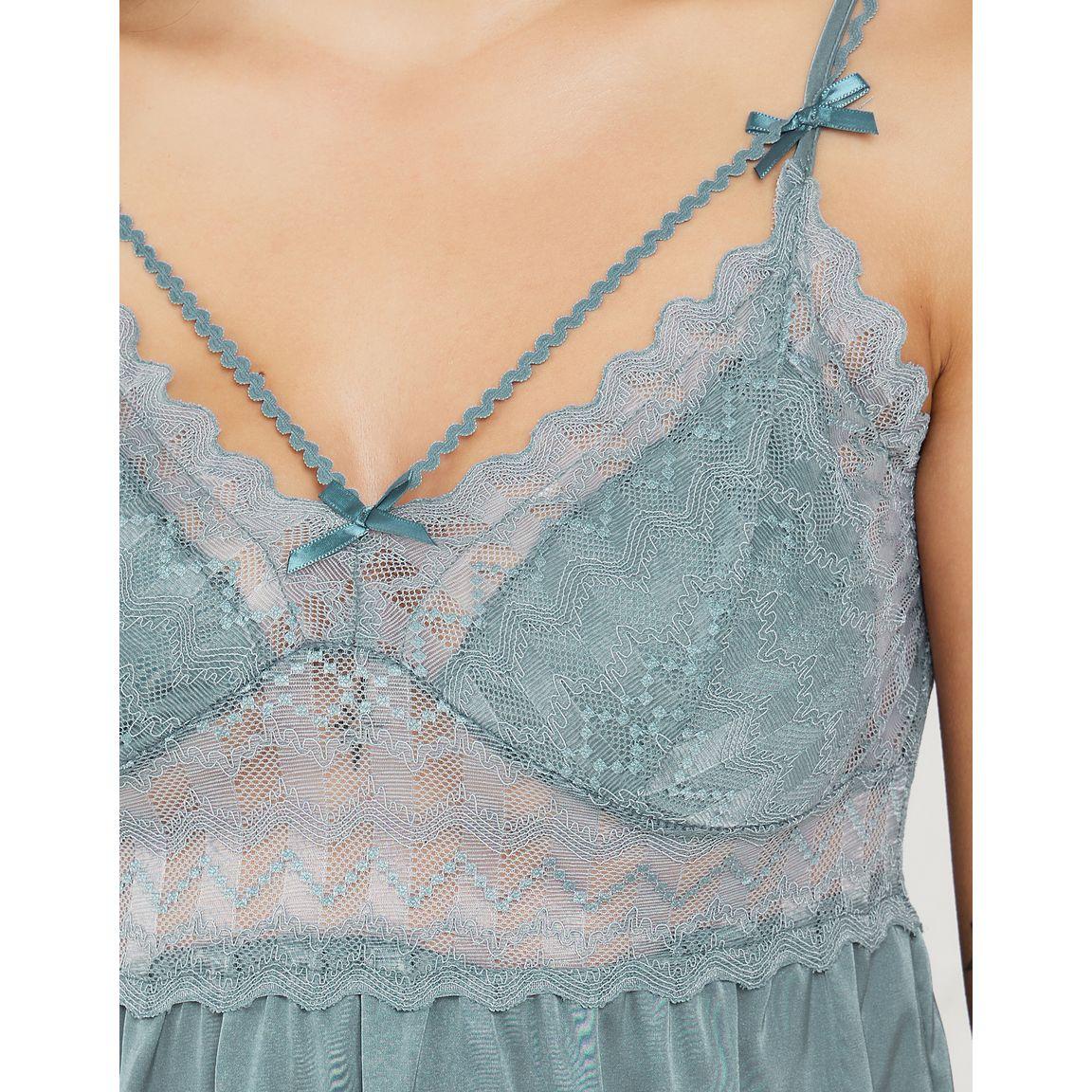 Styli Unwind Pack of 2 - Lace Satin Apex Bow Detail Slip Dress & Robe-women-clothing-nightwear-robes-image-8