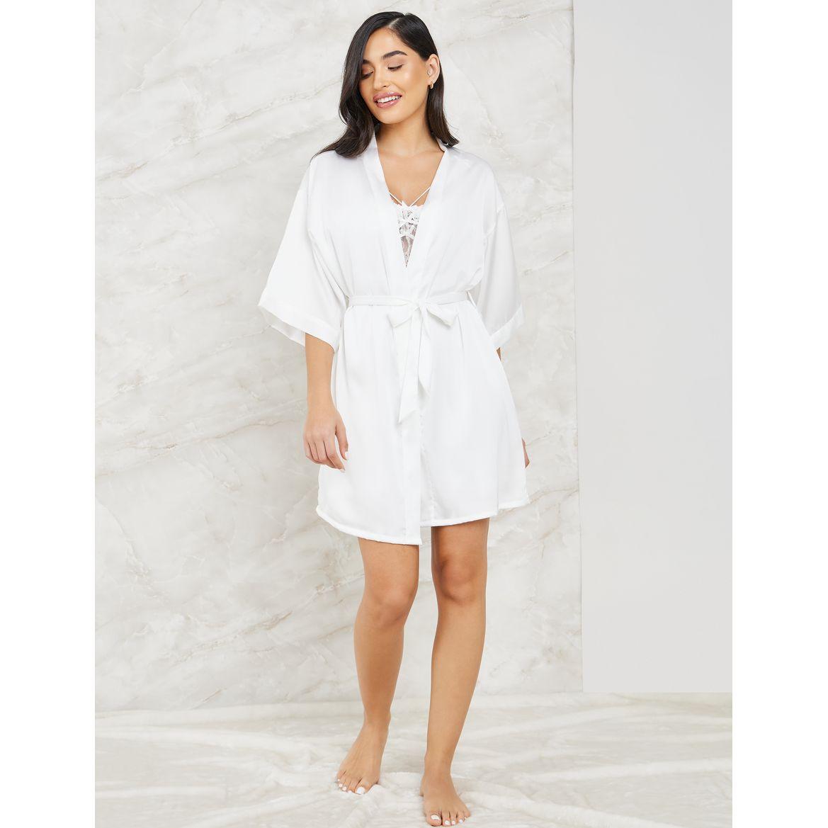 Styli Unwind Pack of 2 - Triple Apex Strap Corset Detail Slip Dress & Robe-women-clothing-nightwear-nighties-image-2