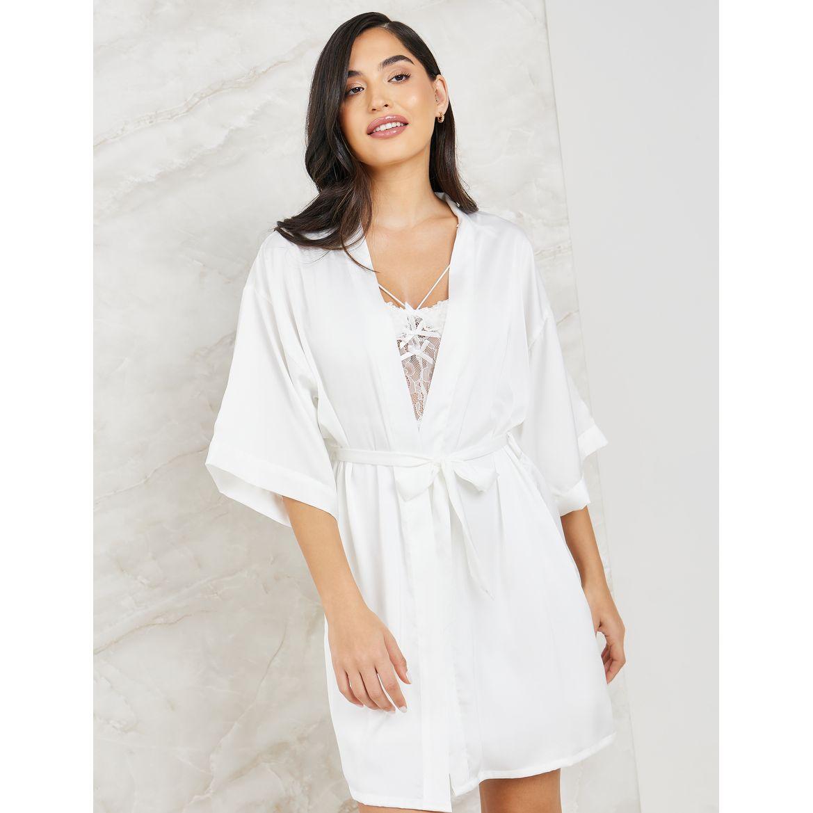 Styli Unwind Pack of 2 - Triple Apex Strap Corset Detail Slip Dress & Robe-women-clothing-nightwear-nighties-image-3
