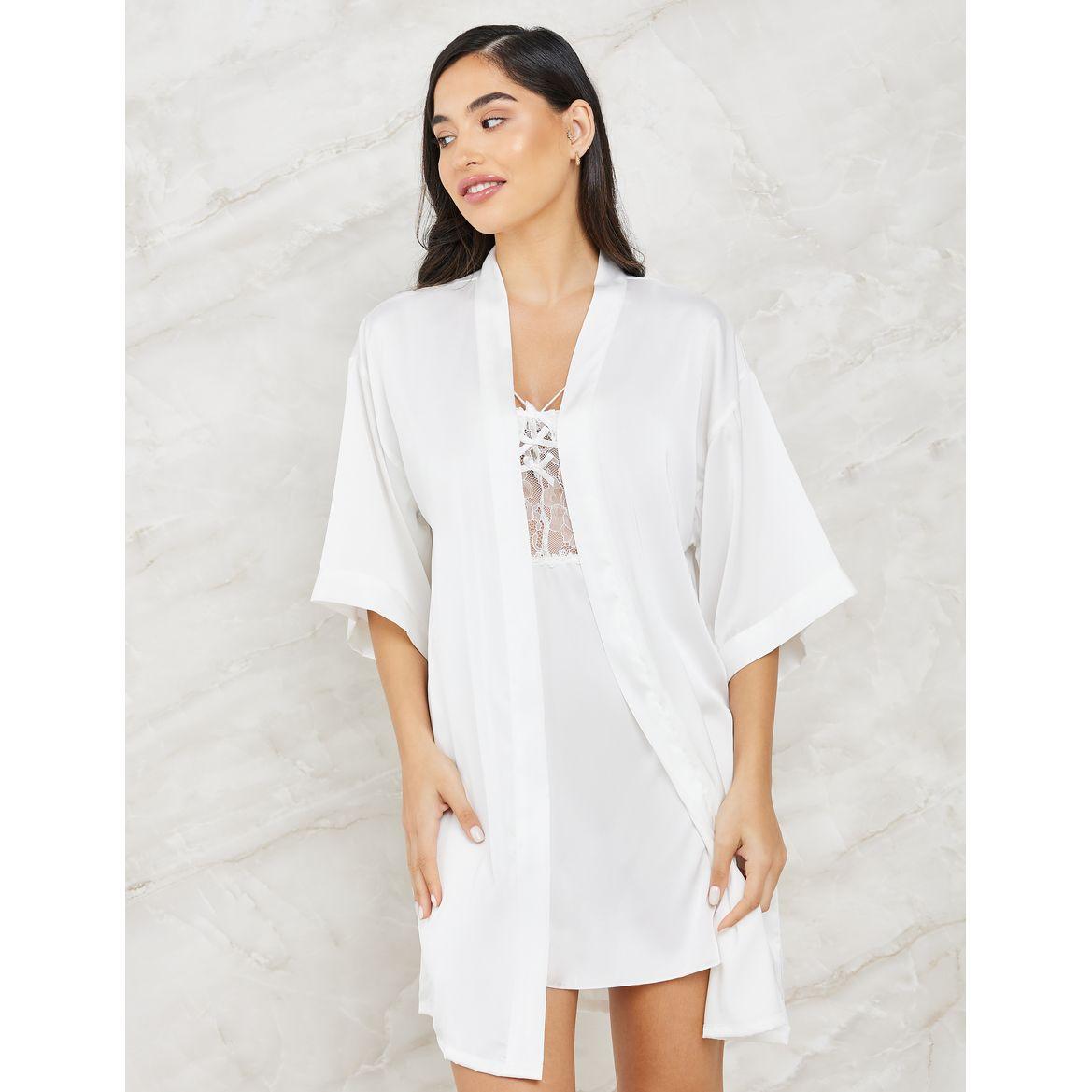 Styli Unwind Pack of 2 - Triple Apex Strap Corset Detail Slip Dress & Robe-women-clothing-nightwear-nighties-image-6