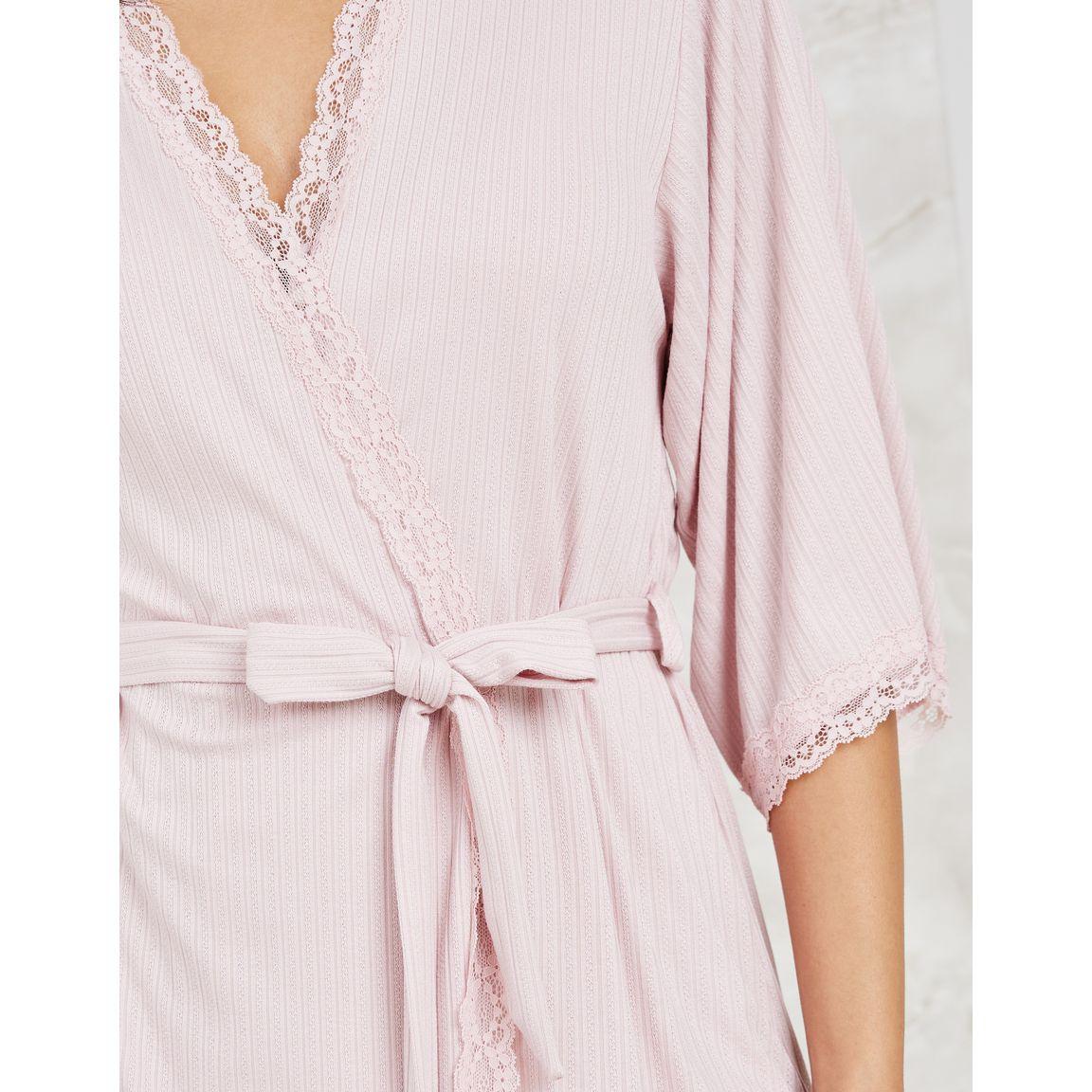 Styli Unwind Pack of 2 - Rib Viscose Lace Trim Slip Dress & Robe-women-clothing-nightwear-robes-image-4