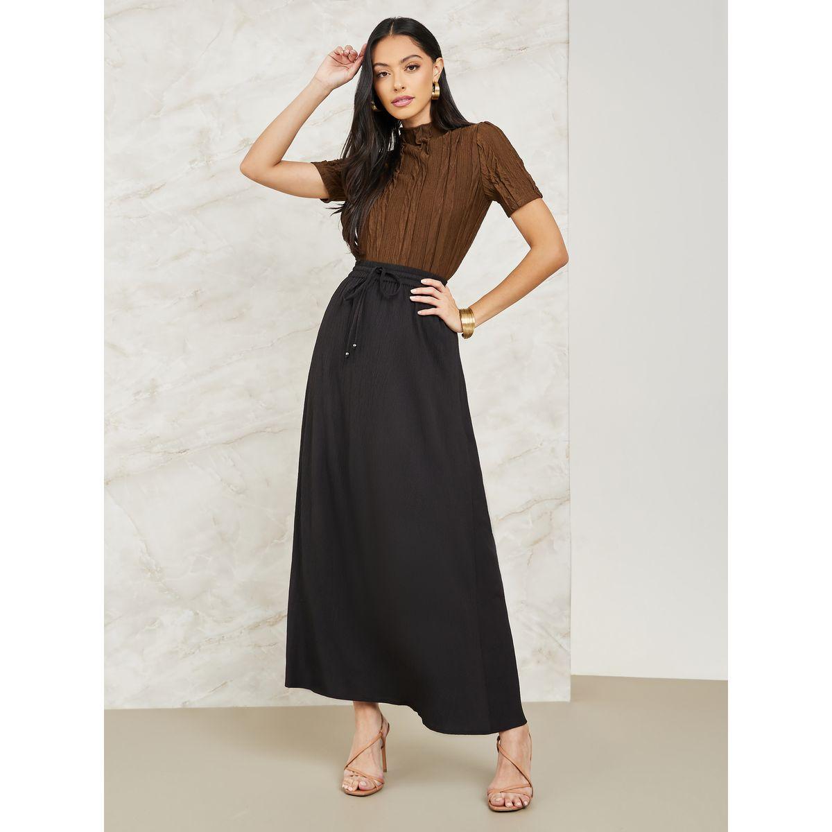 Styli Crinkled Maxi Skirt with Drawstring-women-clothing-bottoms-skirts-image-1