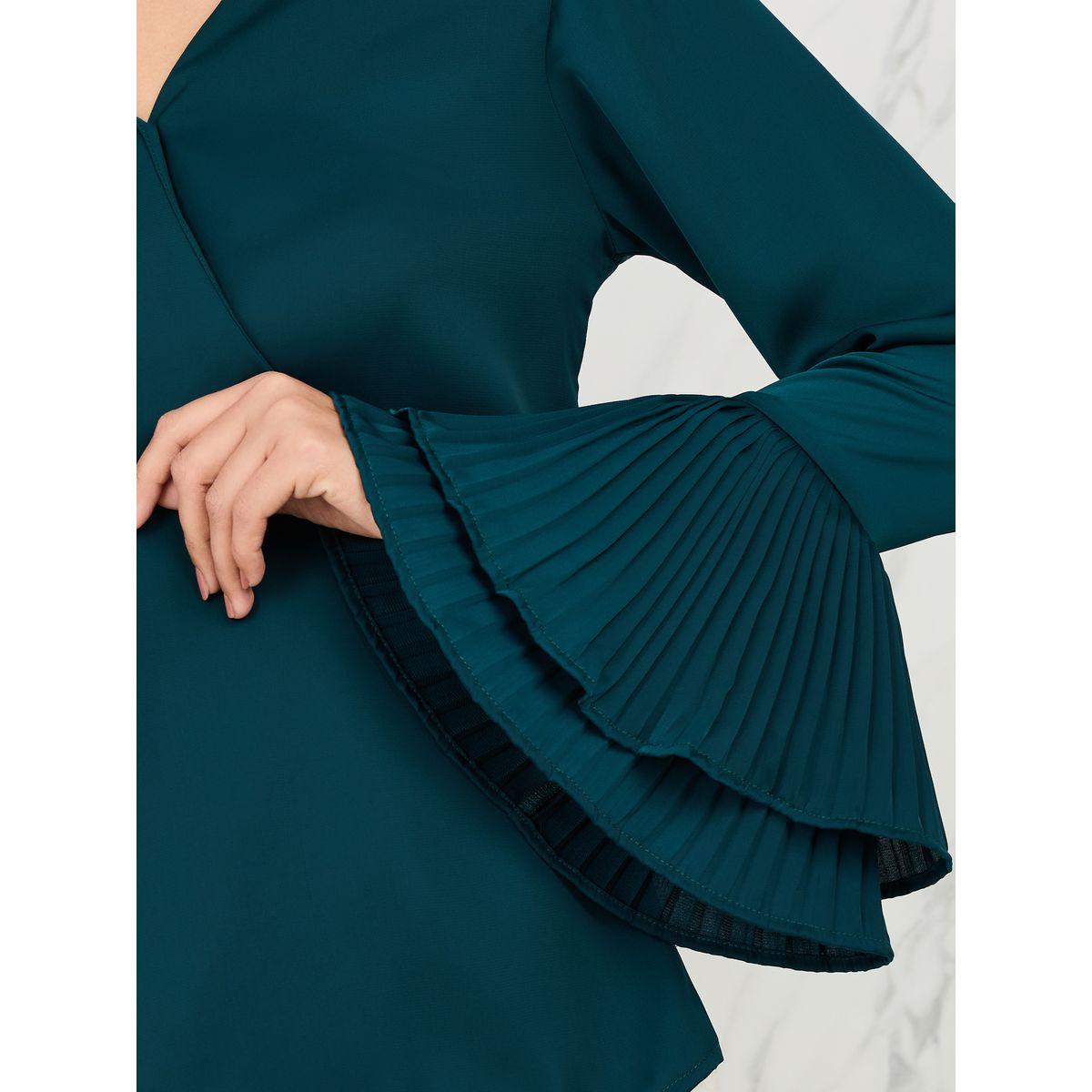 Styli Satin Pleated Flute Sleeves Wrap Top-women-clothing-shirtsandblouses-blouses-image-3