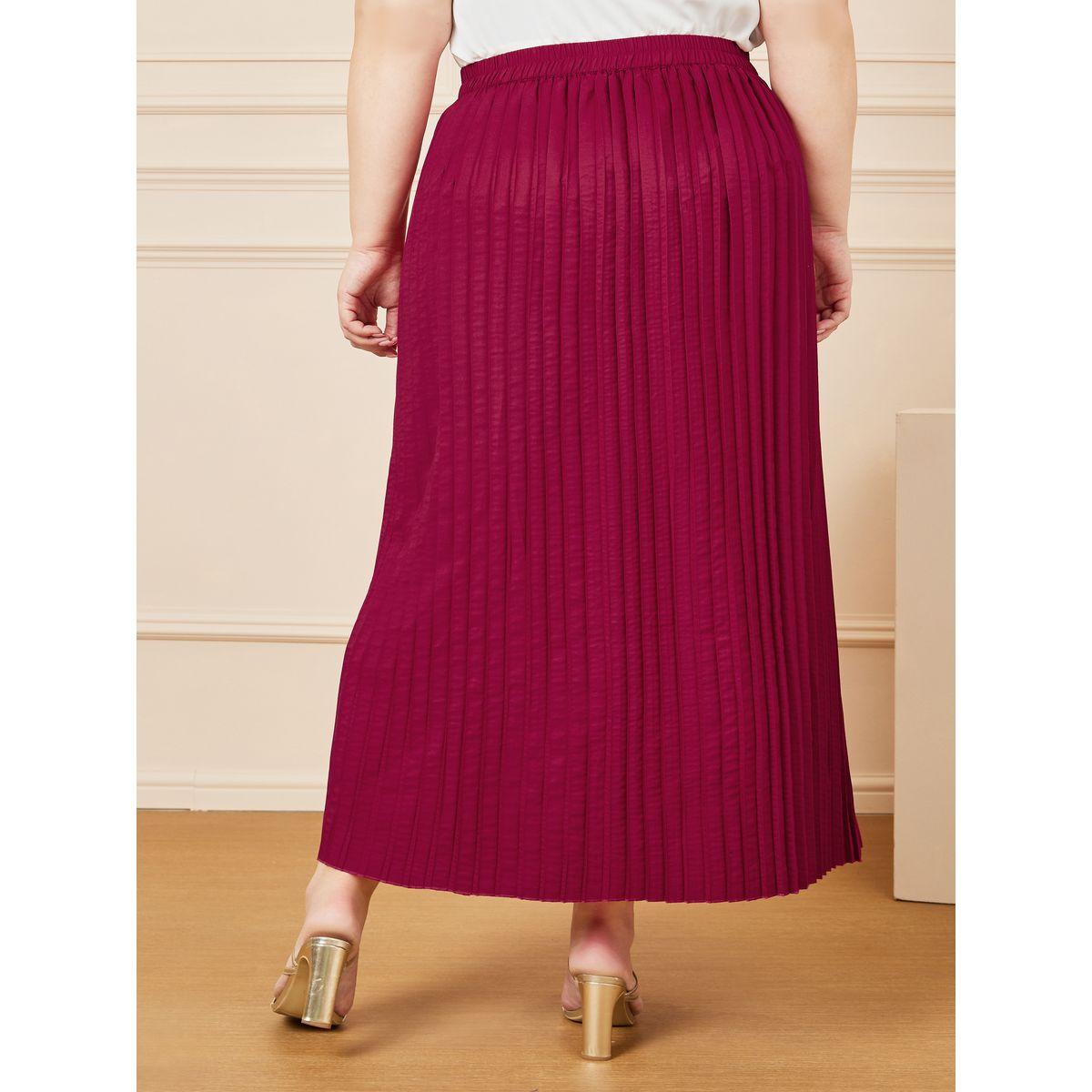 تنورة طويلة بمقاس كبير مع كسرات-women-clothing-bottoms-skirts-image-1