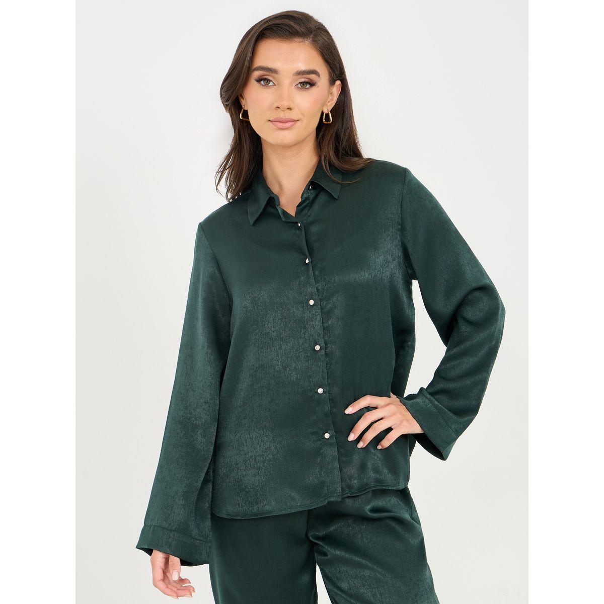 Styli Satin Solid Regular Fit Shirt-women-clothing-shirtsandblouses-shirts-image-1