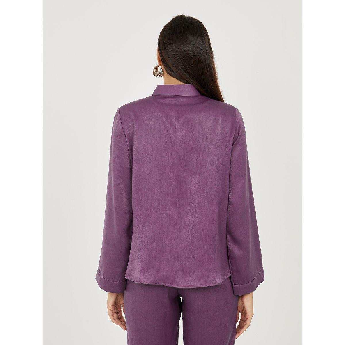 بلوزة ساتان سادة بقصة عادية-women-clothing-shirtsandblouses-shirts-image-1
