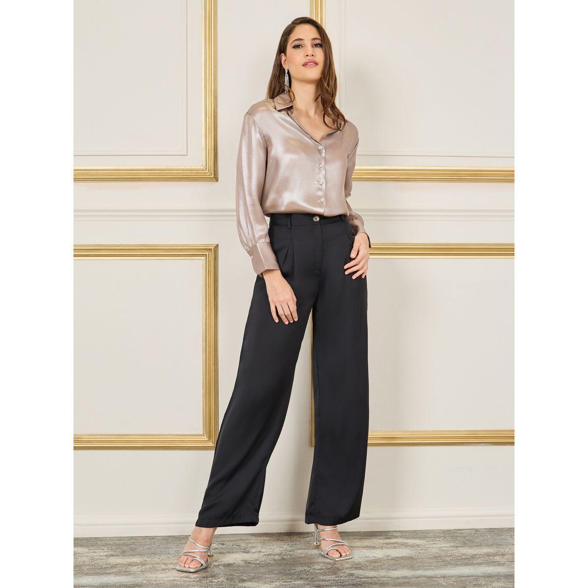 Styli Satin Shimmer Cuff Sleeve Regular Fit Shirt-women-clothing-shirtsandblouses-shirts-image-2