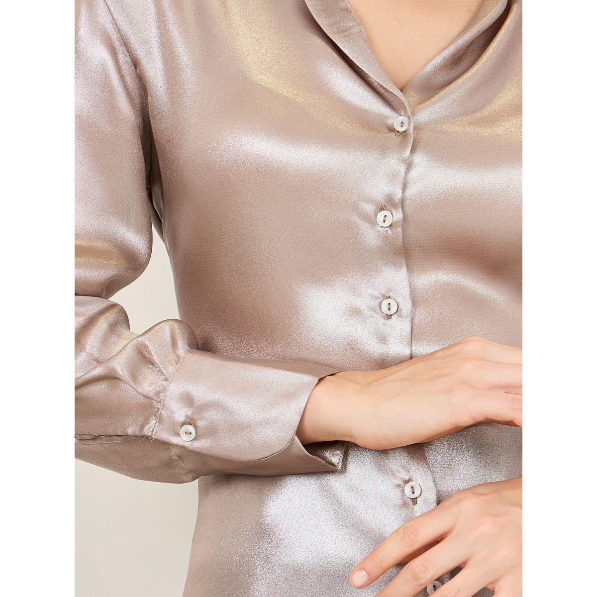 Styli Satin Shimmer Cuff Sleeve Regular Fit Shirt-women-clothing-shirtsandblouses-shirts-image-4