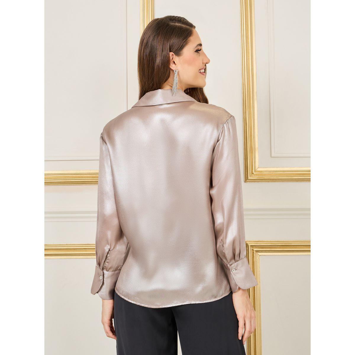 Styli Satin Shimmer Cuff Sleeve Regular Fit Shirt-women-clothing-shirtsandblouses-shirts-image-5