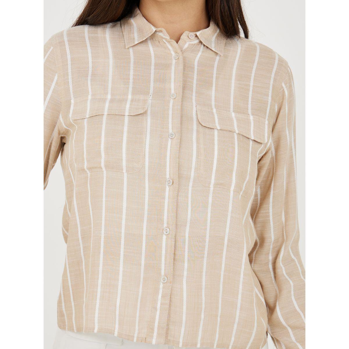 Styli Striped Short Length Shirt with Flap Pocket Detail-women-clothing-shirtsandblouses-shirts-image-4