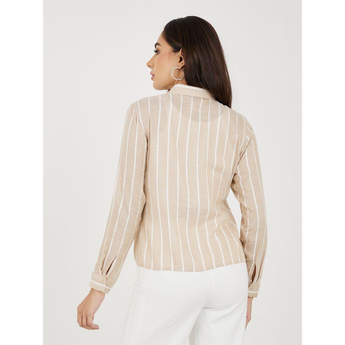 Styli Striped Short Length Shirt with Flap Pocket Detail-women-clothing-shirtsandblouses-shirts-image-5