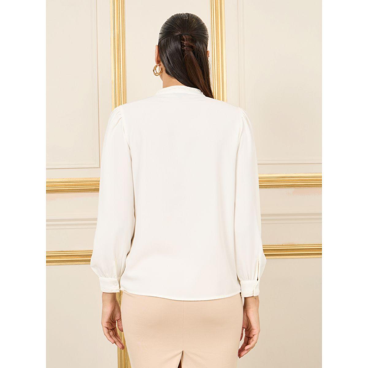 Styli Lace Trim Pleated Detail High Neck Blouse-women-clothing-shirtsandblouses-blouses-image-5