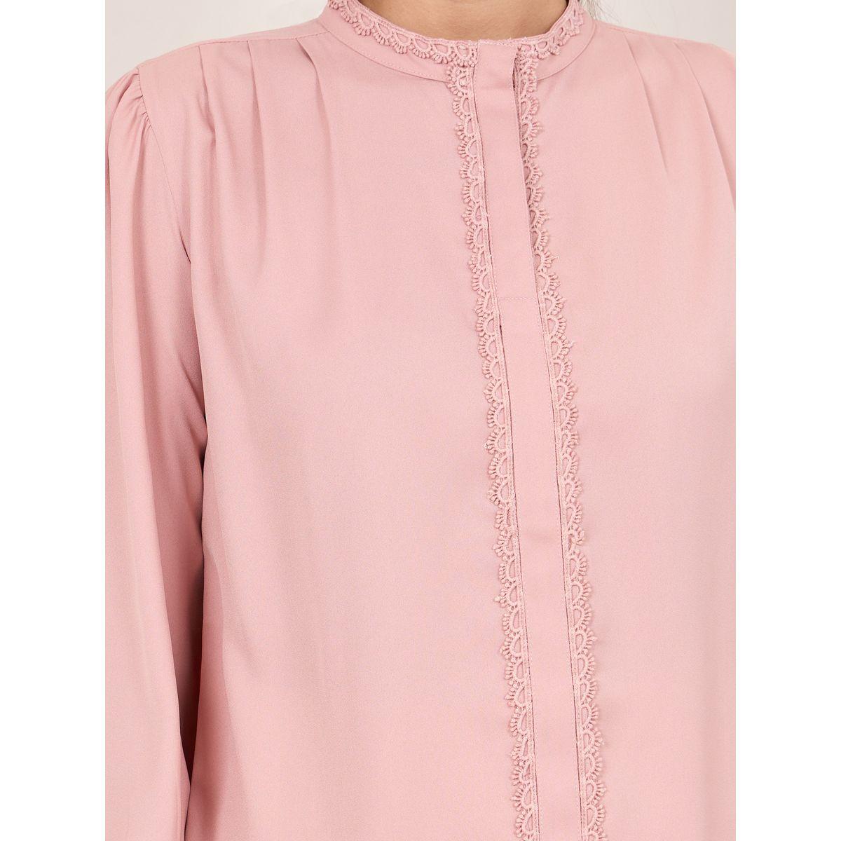 Styli Lace Trim Pleated Detail High Neck Blouse-women-clothing-shirtsandblouses-blouses-image-4