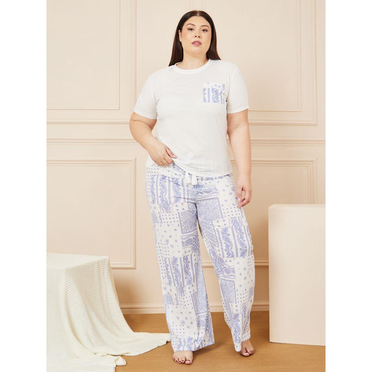 طقم بيجاما من ( تيشيرت + بنطال )-women-clothing-nightwear-pyjamas-longsets-image-1