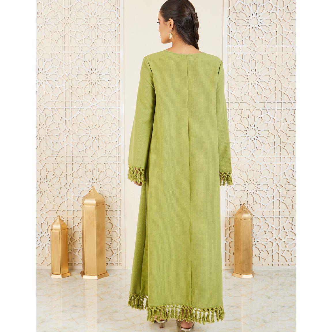Styli Tassel Trim Textured Jalabiya-women-arabicclothing-jalabiyas-image-4