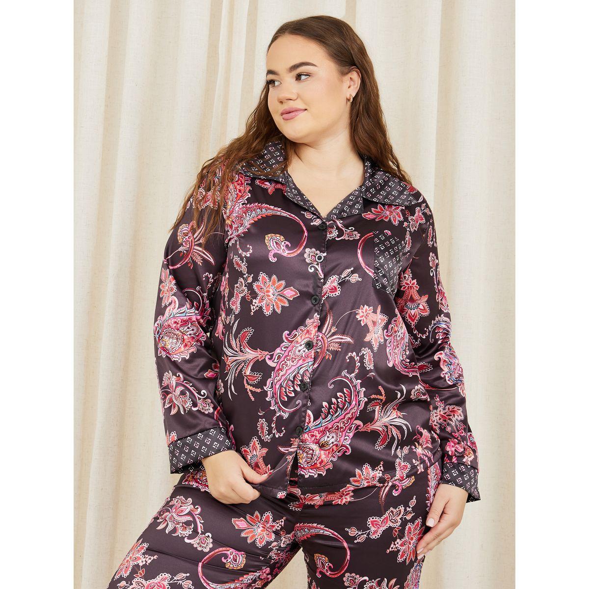 طقم من بنطال بيجاما وبلوزة بمقاس كبير-women-clothing-nightwear-pyjamas-longsets-image-3