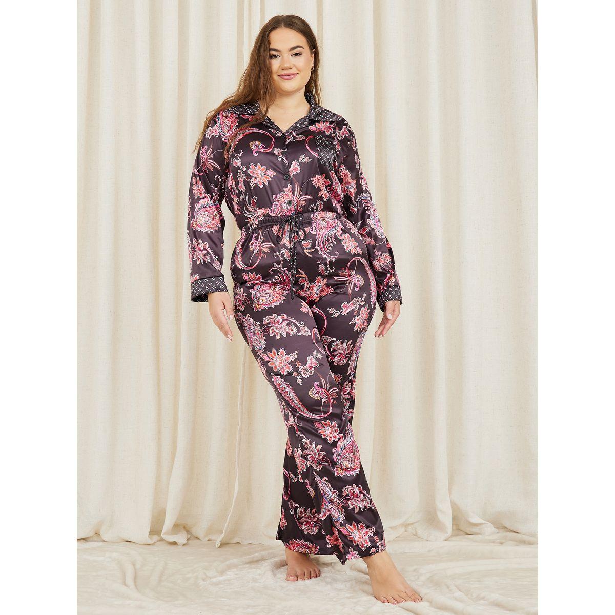 Styli Unwind Plus Satin Paisley Print Shirt and Pyjama Set-women-clothing-nightwear-pyjamas-longsets-image-5