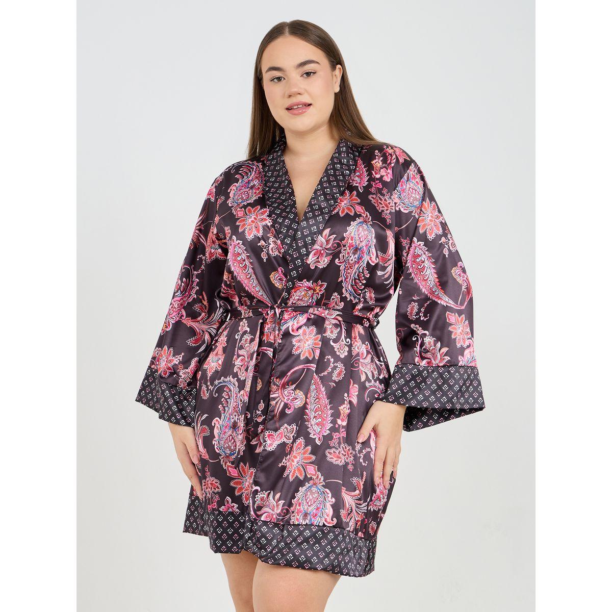 Styli Unwind Plus Satin Paisley Print Mini Robe-women-clothing-nightwear-robes-image-1