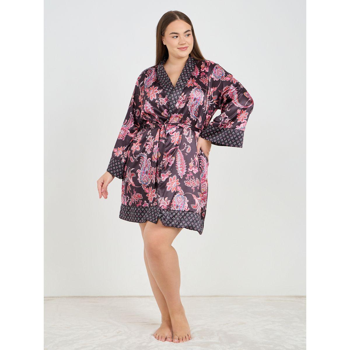 Styli Unwind Plus Satin Paisley Print Mini Robe-women-clothing-nightwear-robes-image-2