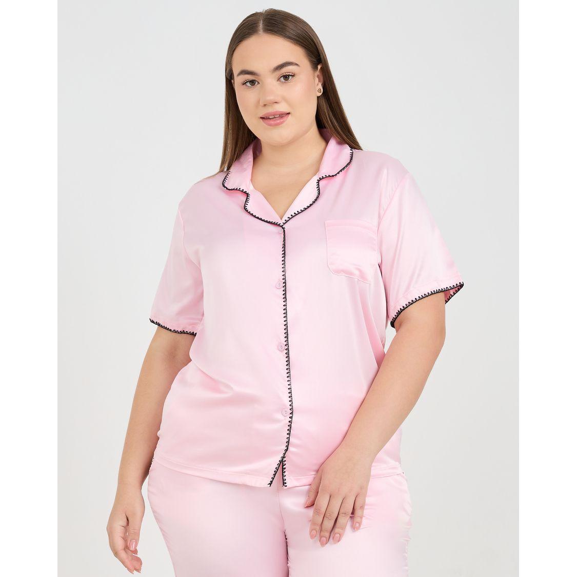 طقم من بنطال بيجاما مع بلوزة بمقاس كبير-women-clothing-nightwear-pyjamas-longsets-image-3