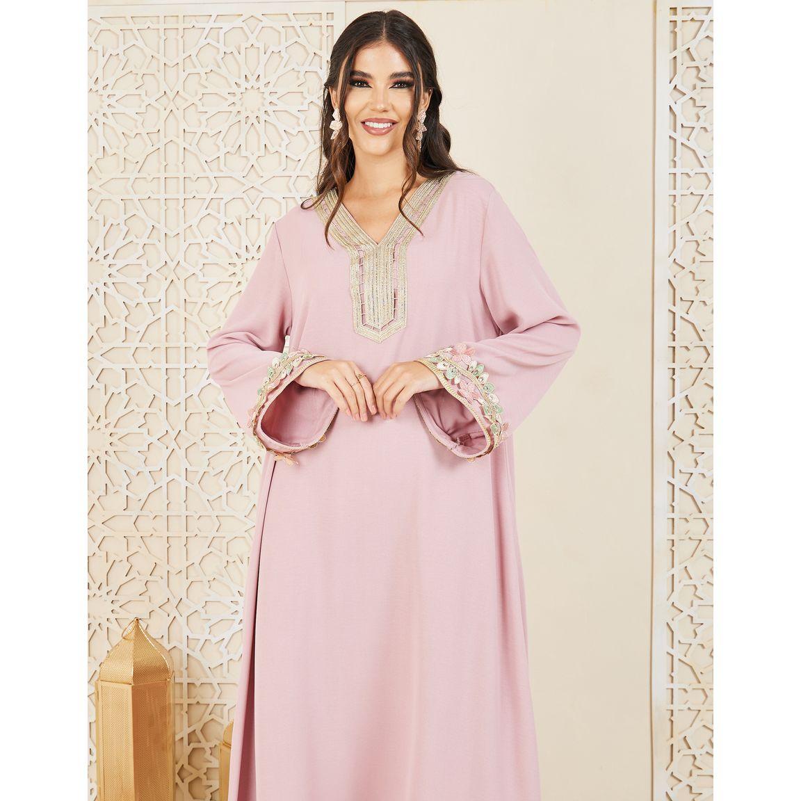 Styli Floral Cut Out Embroidered Lace Detail Jalabiya-women-arabicclothing-jalabiyas-image-2