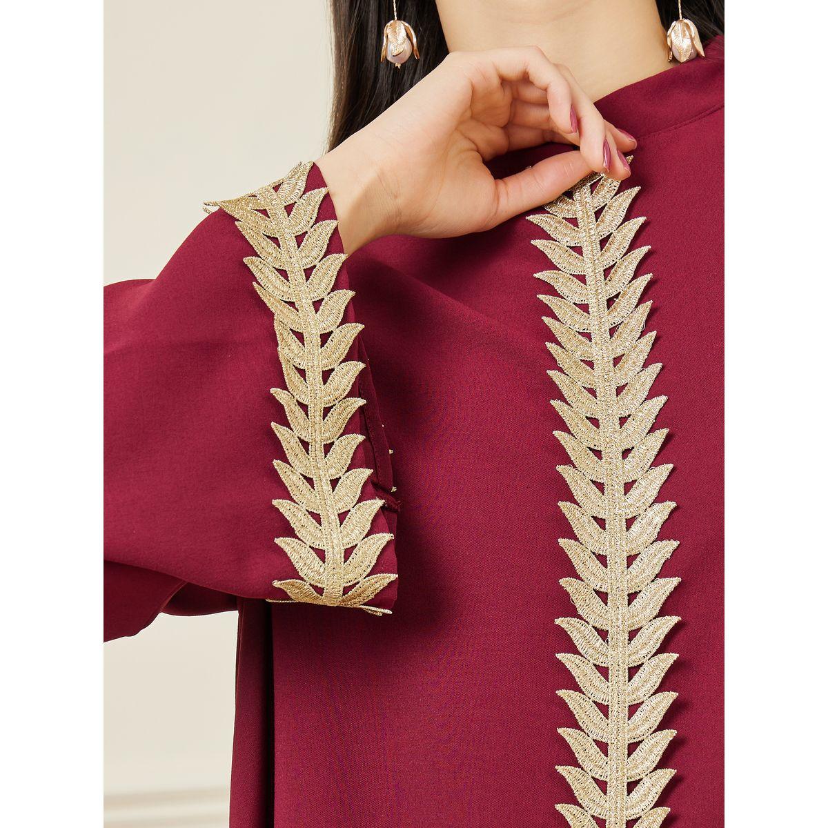 Styli Embroidered Lace Panel Jalabiya with Collar-women-arabicclothing-jalabiyas-image-3