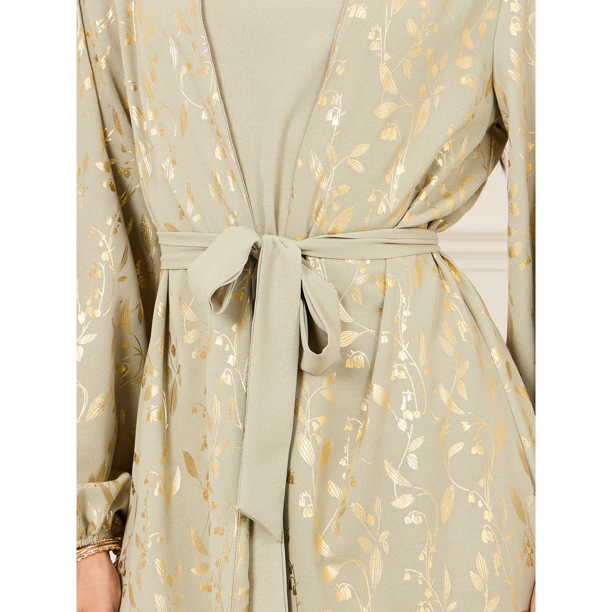 Styli Foil Print Self Tie Up Kaftan-women-arabicclothing-kaftan-image-3