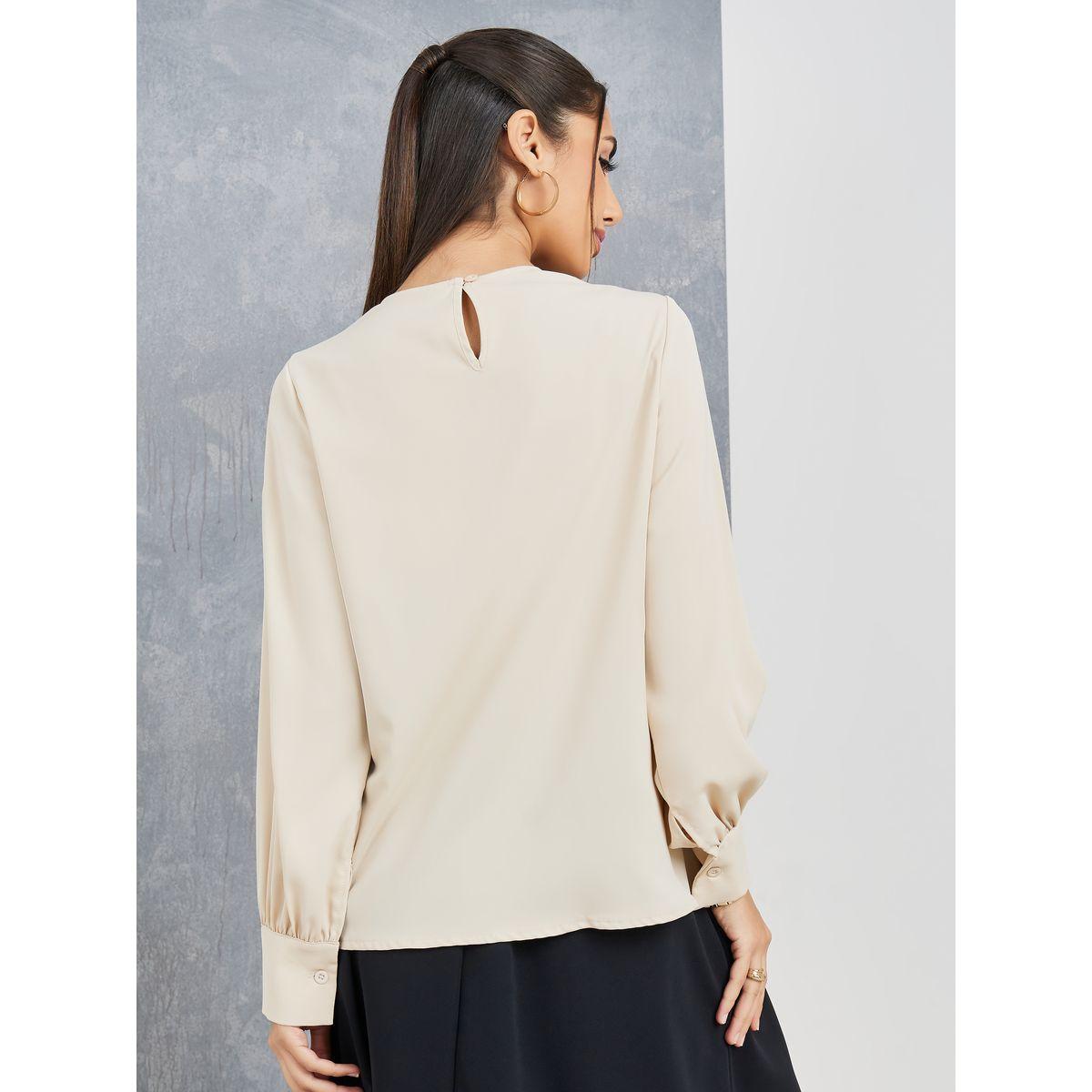 Styli Ruffled Neck Pleat Detail Blouse-women-clothing-shirtsandblouses-blouses-image-4