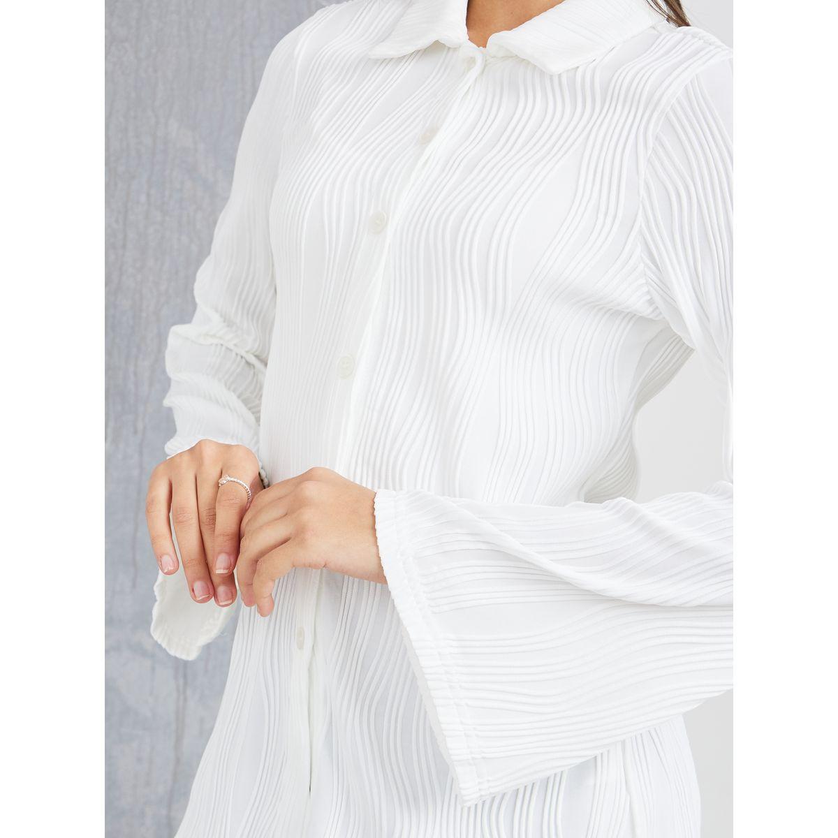 Styli Textured Wide Cuff Detail Longline Shirt-women-clothing-shirtsandblouses-shirts-image-4