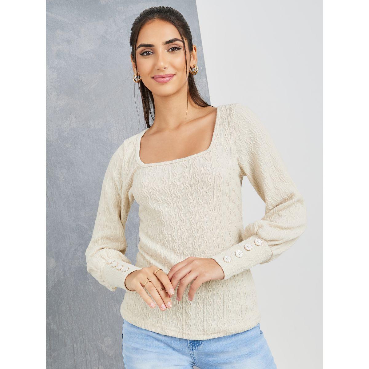 بلوزة محبوكة بأساور وأزرار-women-clothing-shirtsandblouses-blouses-image-3