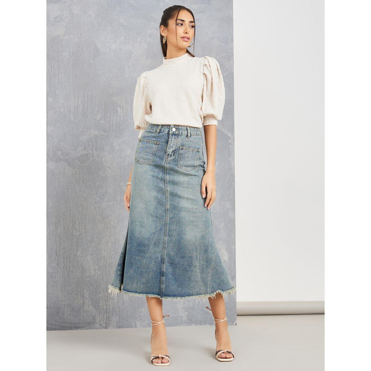 Styli High Neck Textured Puff Sleeve Top-women-clothing-shirtsandblouses-blouses-image-2