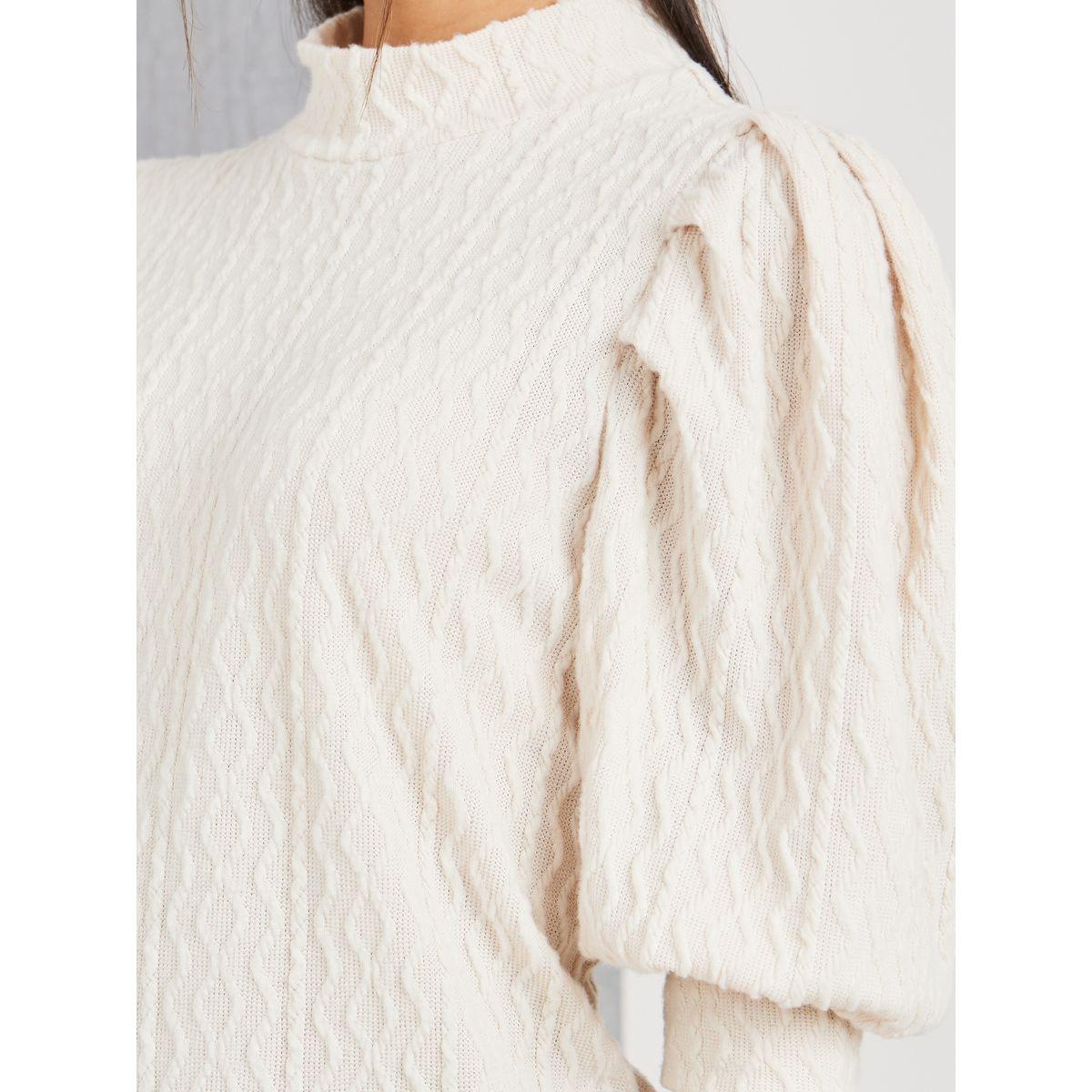 بلوزة بياقة عالية واكمام منفوخة-women-clothing-shirtsandblouses-blouses-image-4