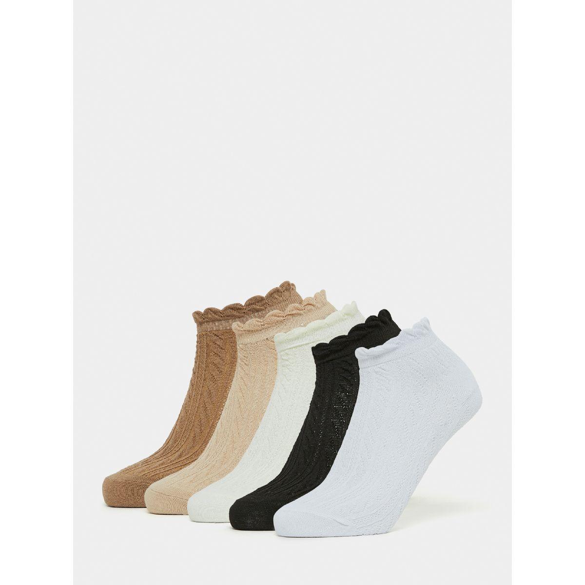 Styli Pack of 5 - Textured Knit Ankle Length Socks-women-socksandstockings-image-1