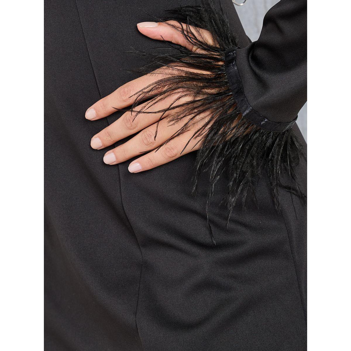 Styli Faux Feather Cuff Sleeve A-Line Midi Dress-women-clothing-dresses-image-3