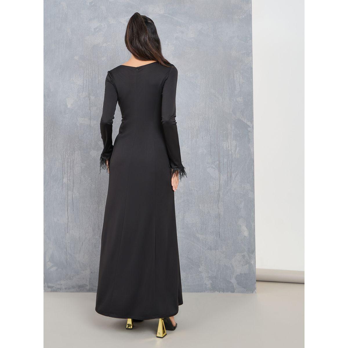 فستان ميدي مزين بريش صناعي-women-clothing-dresses-image-5