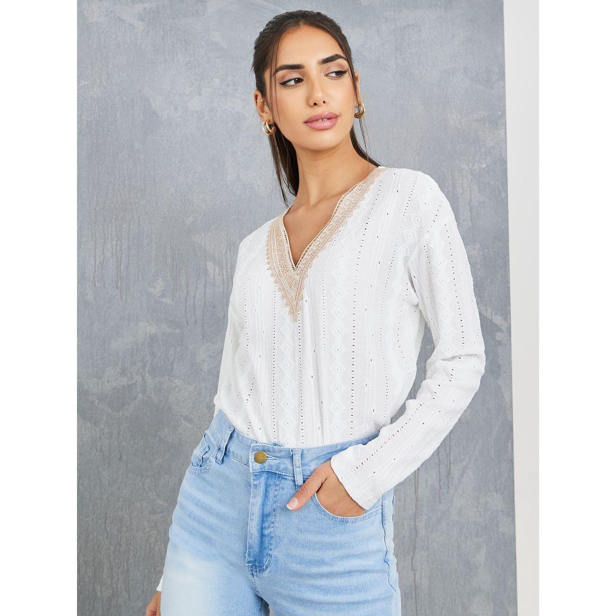 Styli Guipure Lace Detail Drop Shoulder Top-women-clothing-shirtsandblouses-blouses-image-1