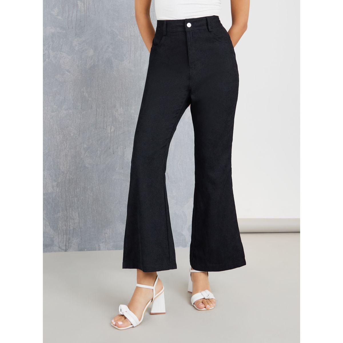 Styli Fit & Flare Corduroy Pants with Belt Loops-women-clothing-bottoms-trousers-image-1