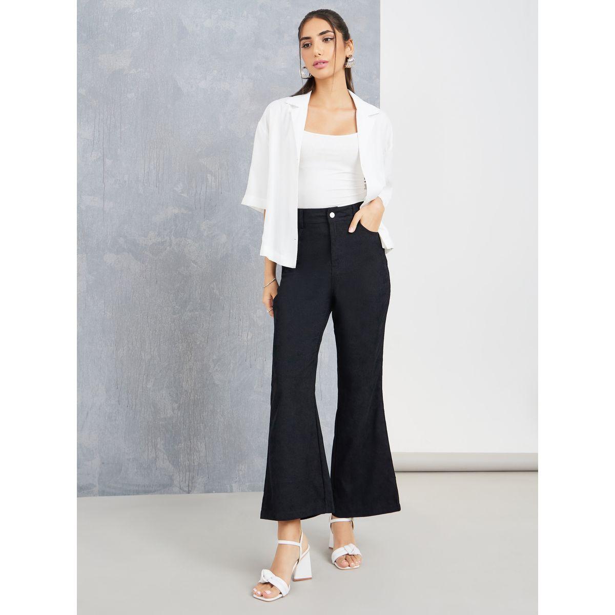 Styli Fit & Flare Corduroy Pants with Belt Loops-women-clothing-bottoms-trousers-image-2