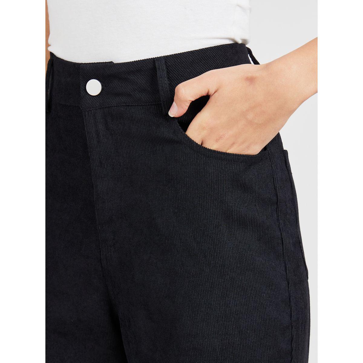 Styli Fit & Flare Corduroy Pants with Belt Loops-women-clothing-bottoms-trousers-image-3
